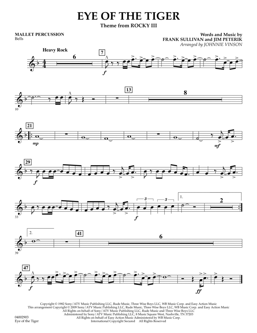 Eye Of The Tiger - Mallet Percussion Concert Band scores gallery preview page 1
