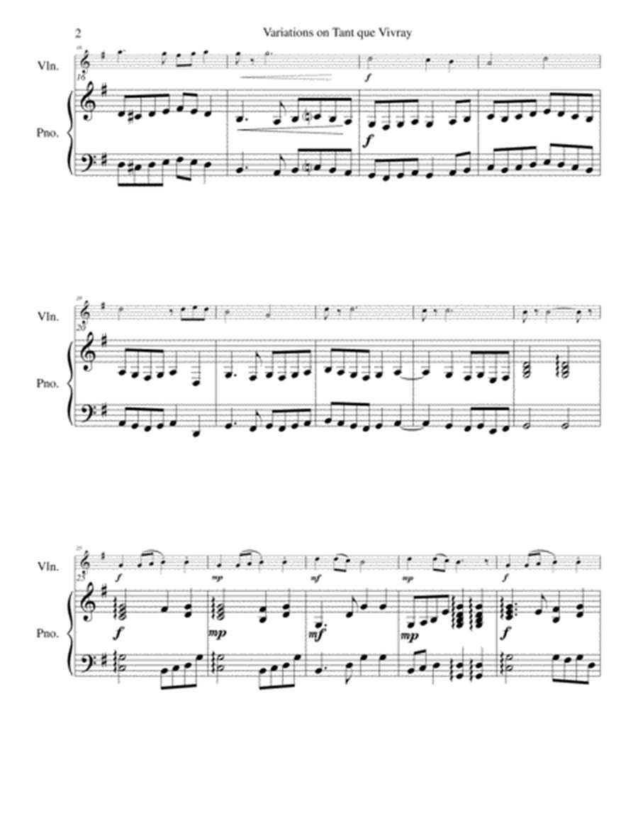 Variations on Tant que vivray for violin and piano image number null