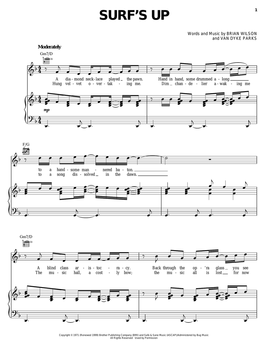 Surf's Up Piano, Vocal, Guitar scores gallery preview page 1