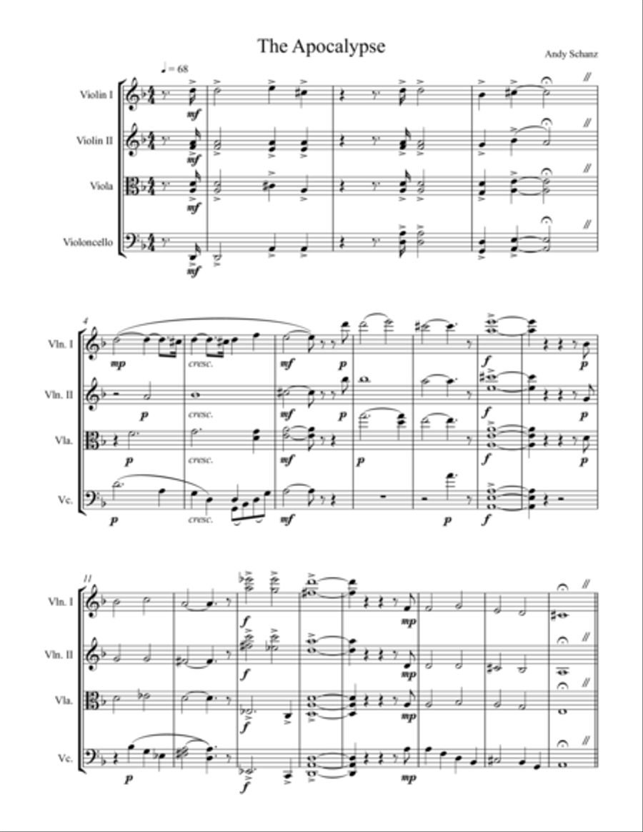 The Apocalypse The Apocalypse String Quartet scores gallery preview page 1