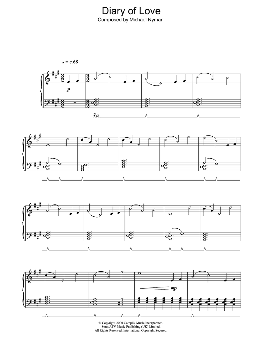 Diary Of Love (from The End Of The Affair) Piano Solo scores gallery preview page 1