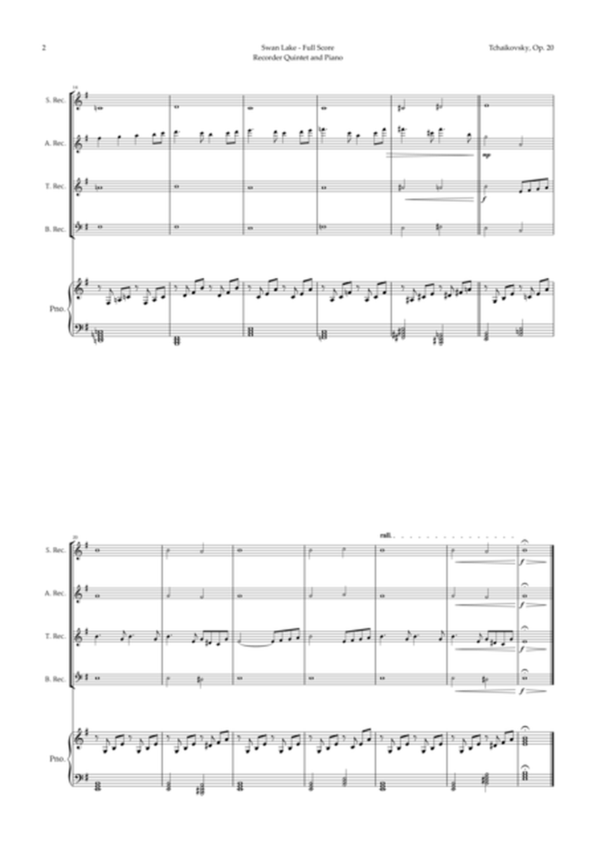 Swan Lake by Tchaikovsky for Recorder Quartet and Piano image number null