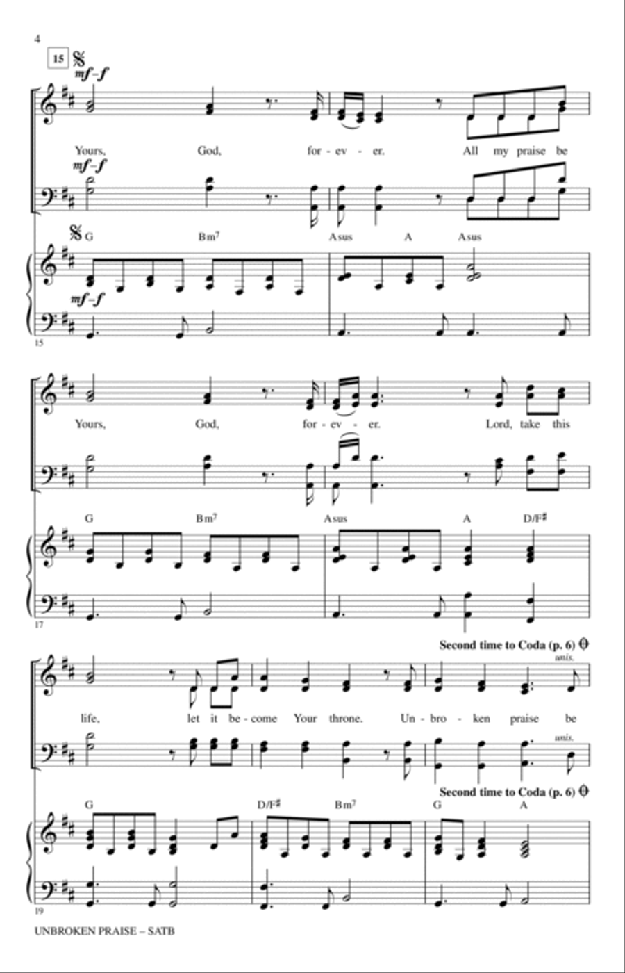 Unbroken Praise Unbroken Praise 4-Part scores gallery preview page 3