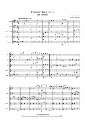 Book cover for Beethoven: Symphony No.2 Op.36 Mvt.III Scherzo and Trio - wind quintet