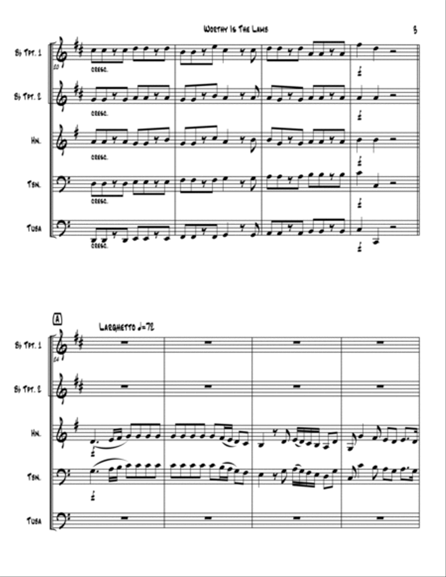 Worthy Is The Lamb Brass Ensemble scores gallery preview page 3