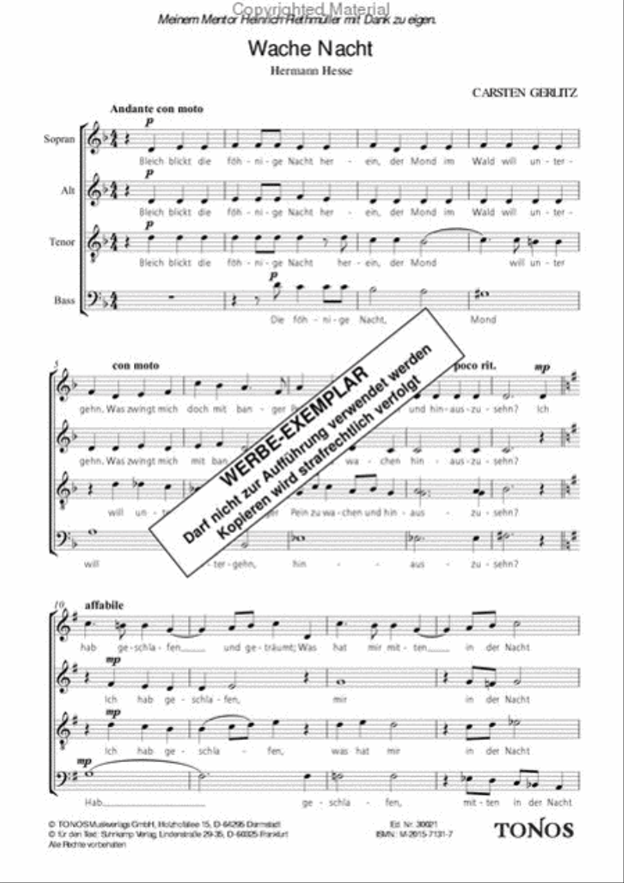 Wache Nacht 4-Part scores gallery preview page 2