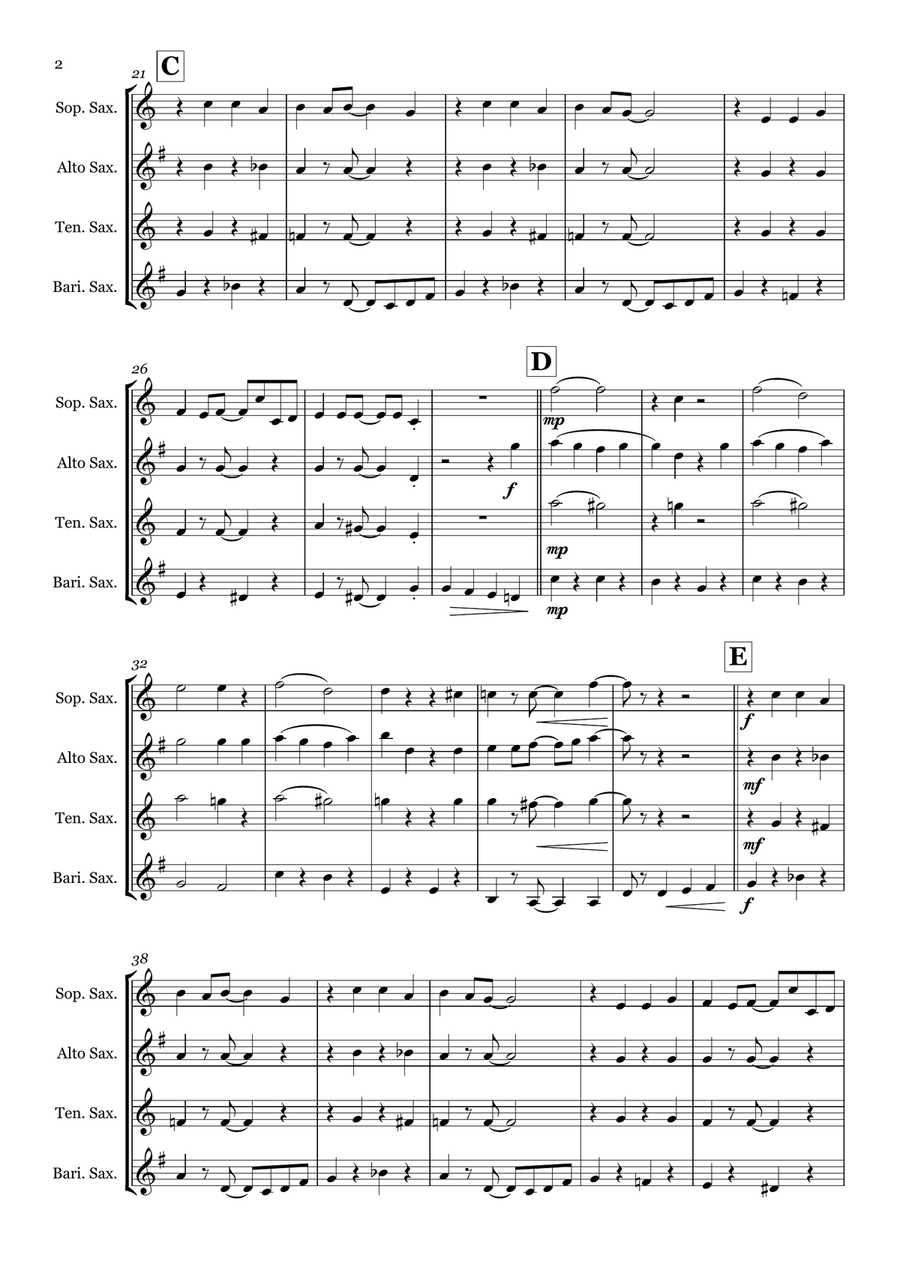 The Muppet Show Theme Saxophone Quartet scores gallery preview page 2