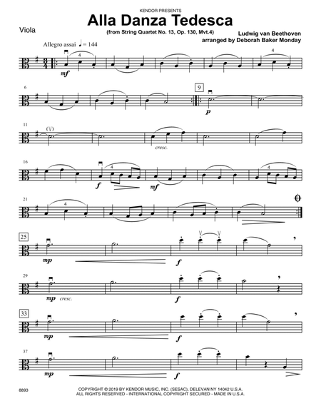 Alla Danza Tedesca (from String Quartet No. 13, Op. 130, Mvt. 4) - Viola