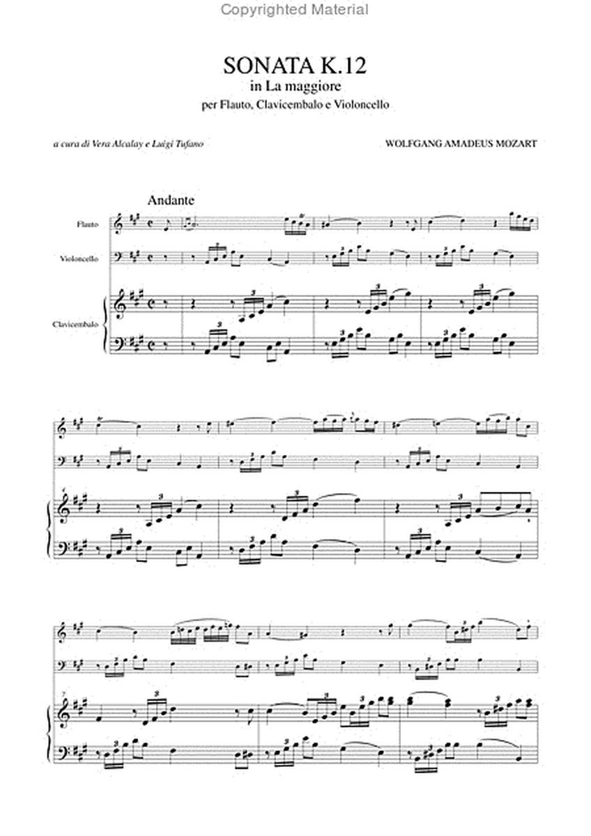 Sonata K. 12 in A Major for Flute, Harpsichord and Violoncello