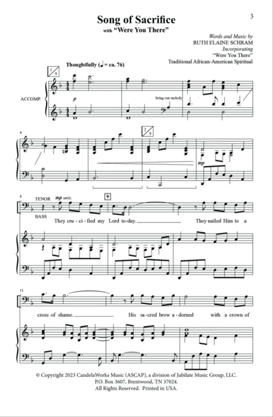 Song of Sacrifice 4-Part scores gallery preview page 3