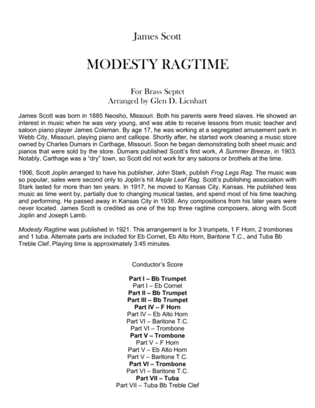 Modesty Ragtime (Brass) image number null