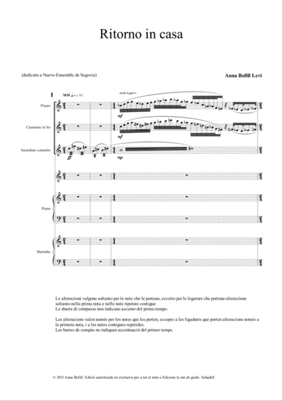 Ritorno in casa Small Ensemble scores gallery preview page 5