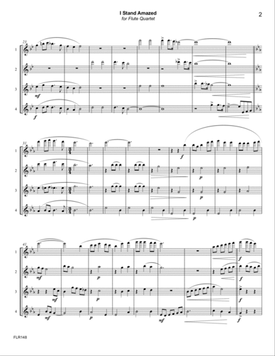 I STAND AMAZED - FLUTE QUARTET (unaccompanied) Flute Quartet scores gallery preview page 2