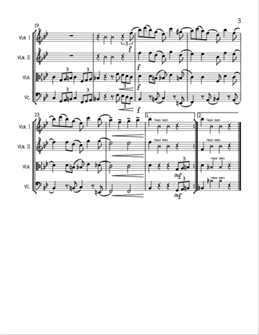 Addams Family Theme String Quartet scores gallery preview page 3