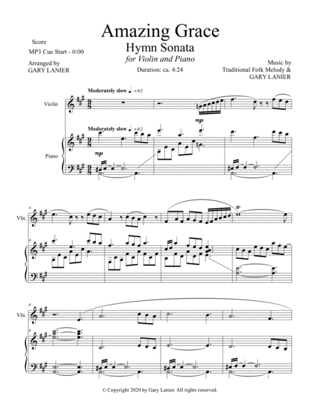 3 ONE MOVEMENT HYMN SONATAS (for Violin and Piano with Score/Parts) image number null