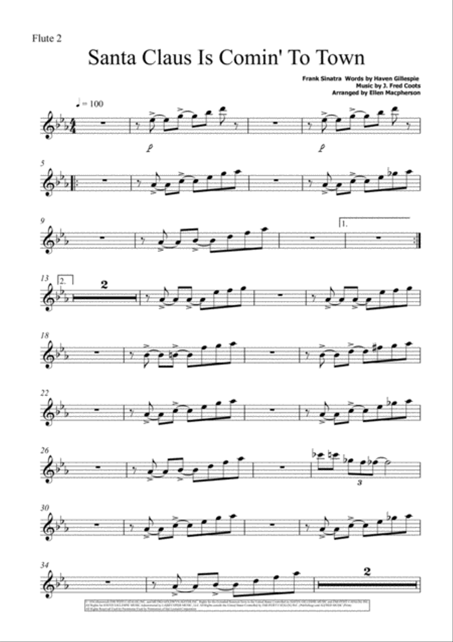 Santa Claus Is Comin' To Town Woodwind Trio scores gallery preview page 4