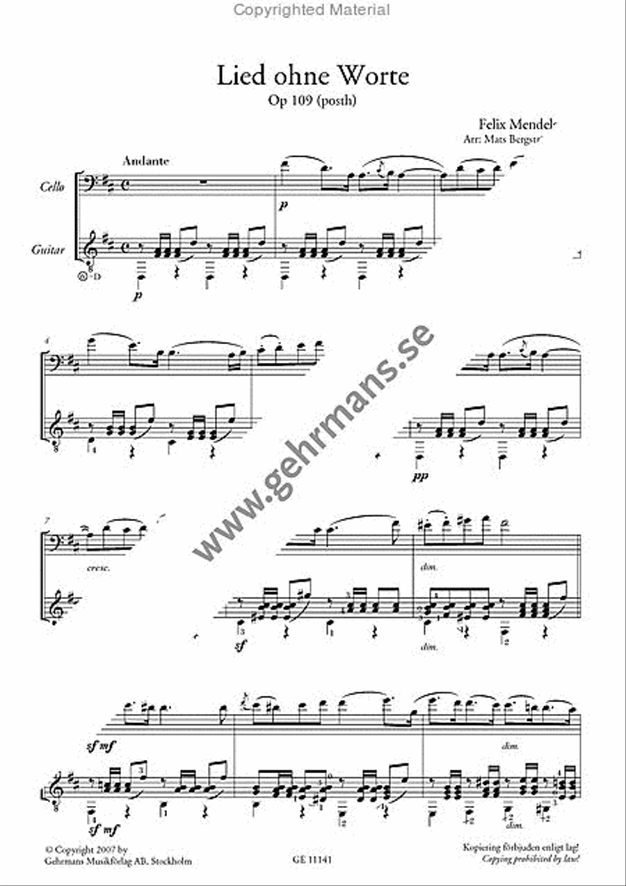 Lied ohne Worte Lied ohne Worte Cello scores gallery preview page 2