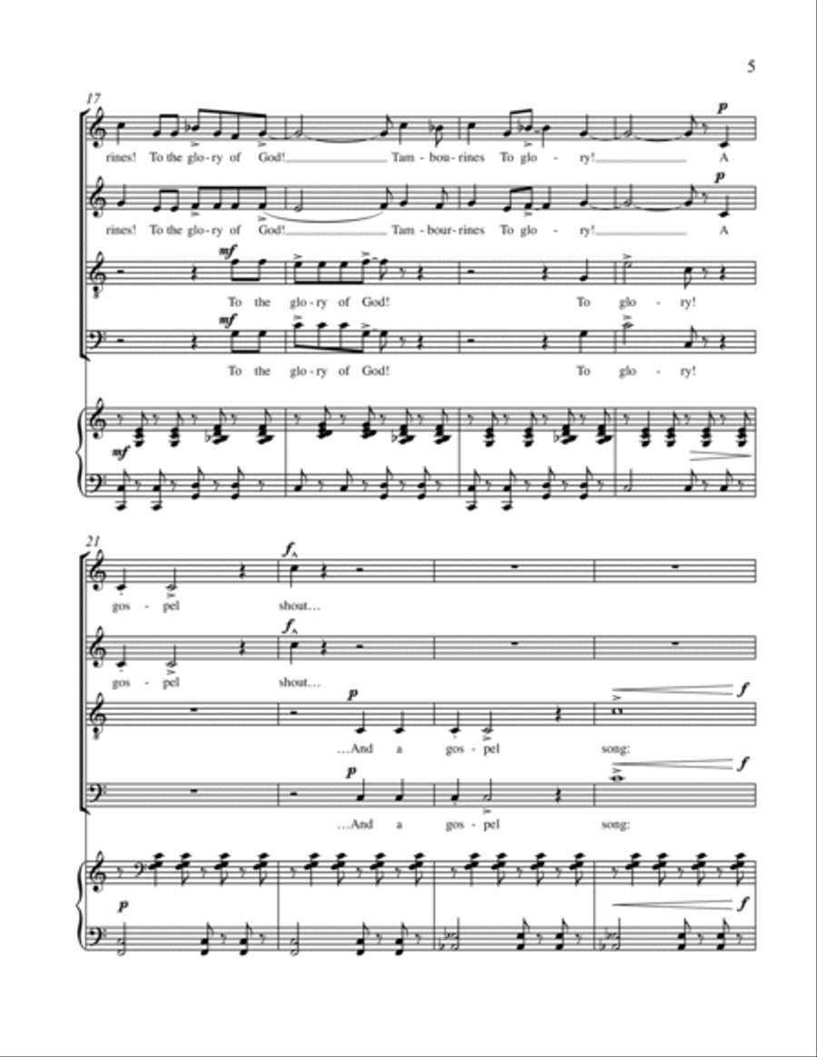 Tambourines from Harlem Songs 4-Part scores gallery preview page 5