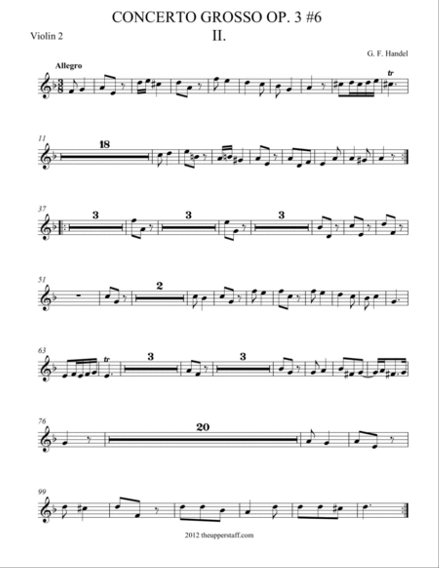 Concerto Grosso Op. 3 #6 Movement II. Small Ensemble scores gallery preview page 6