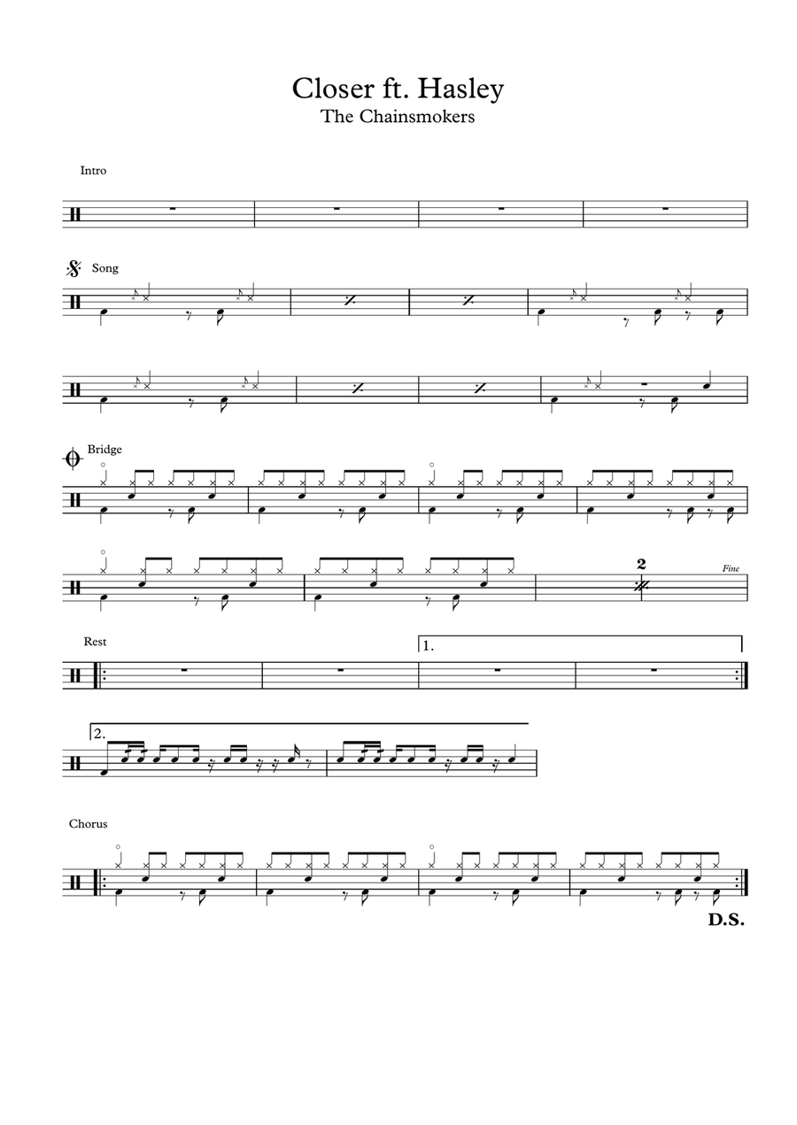 Closer Closer Drum Set scores gallery preview page 1