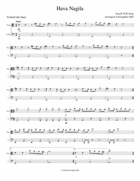 Hava Nagila - Easy Viola/Cello Duet image number null