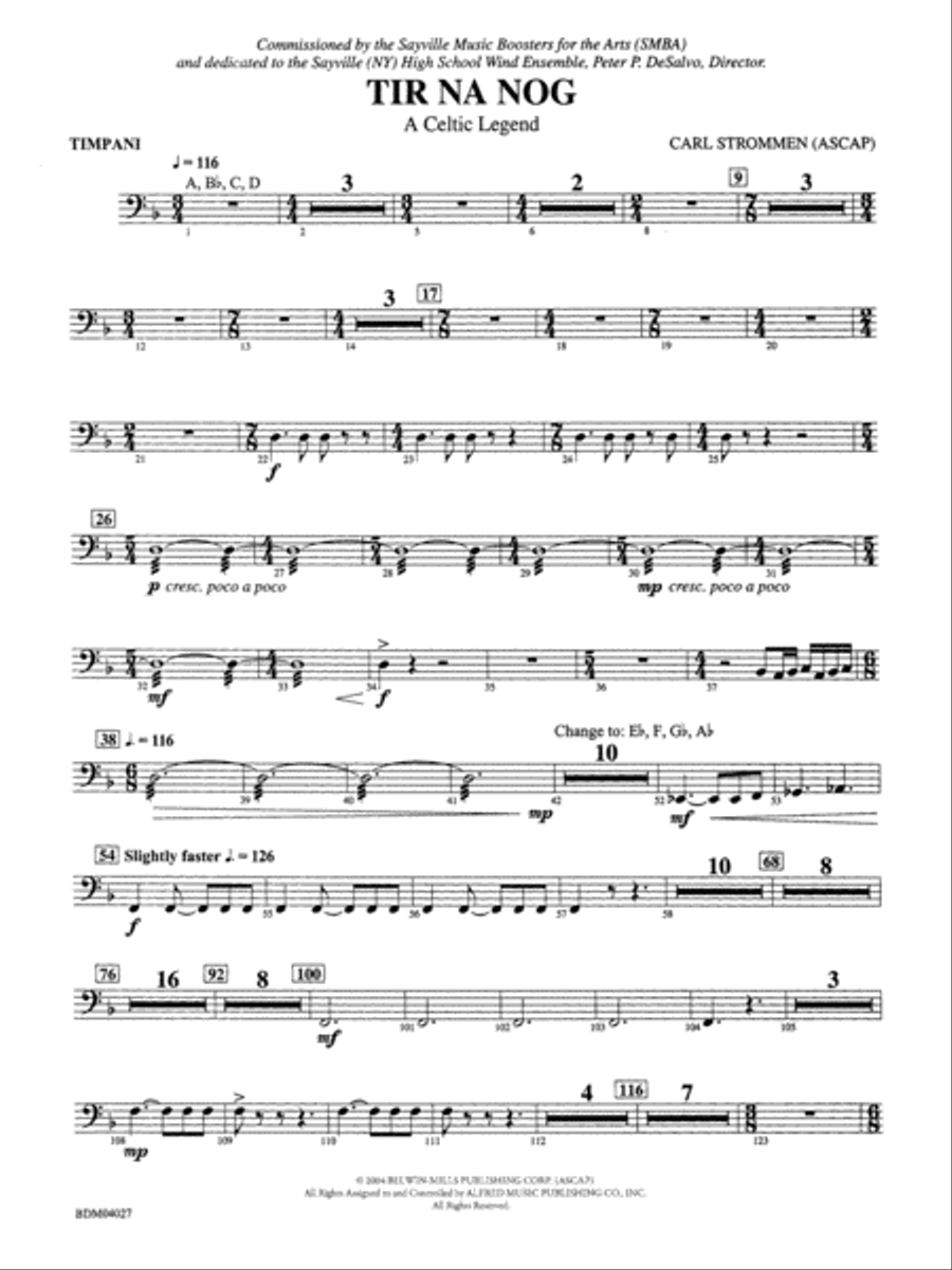 Tir Na Nog (A Celtic Legend): Timpani Concert Band scores gallery preview page 1