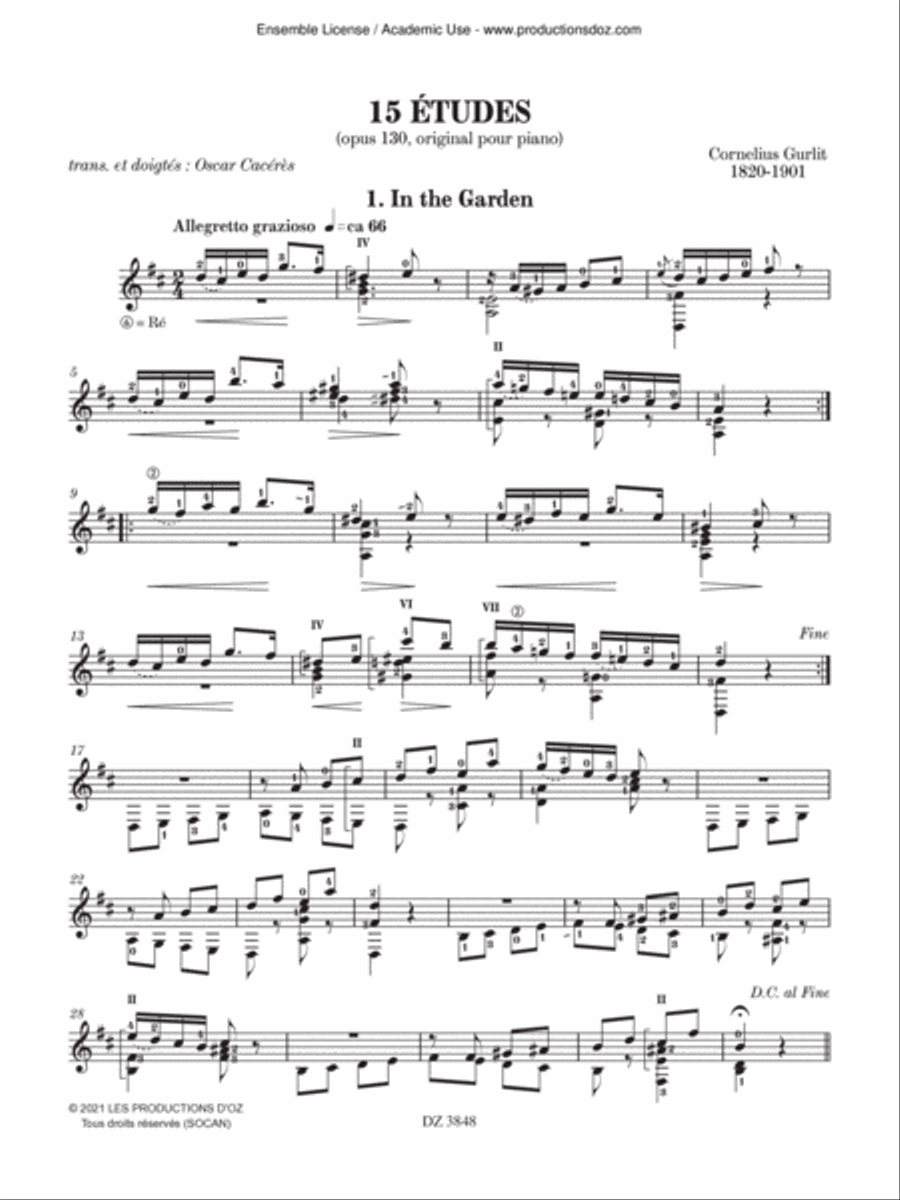 15 Études Classical Guitar scores gallery preview page 3