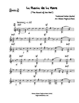 Book cover for "Lu Rusciu de Lu Mare", traditional Italian song arranged for solo Mandolin (or Violin)