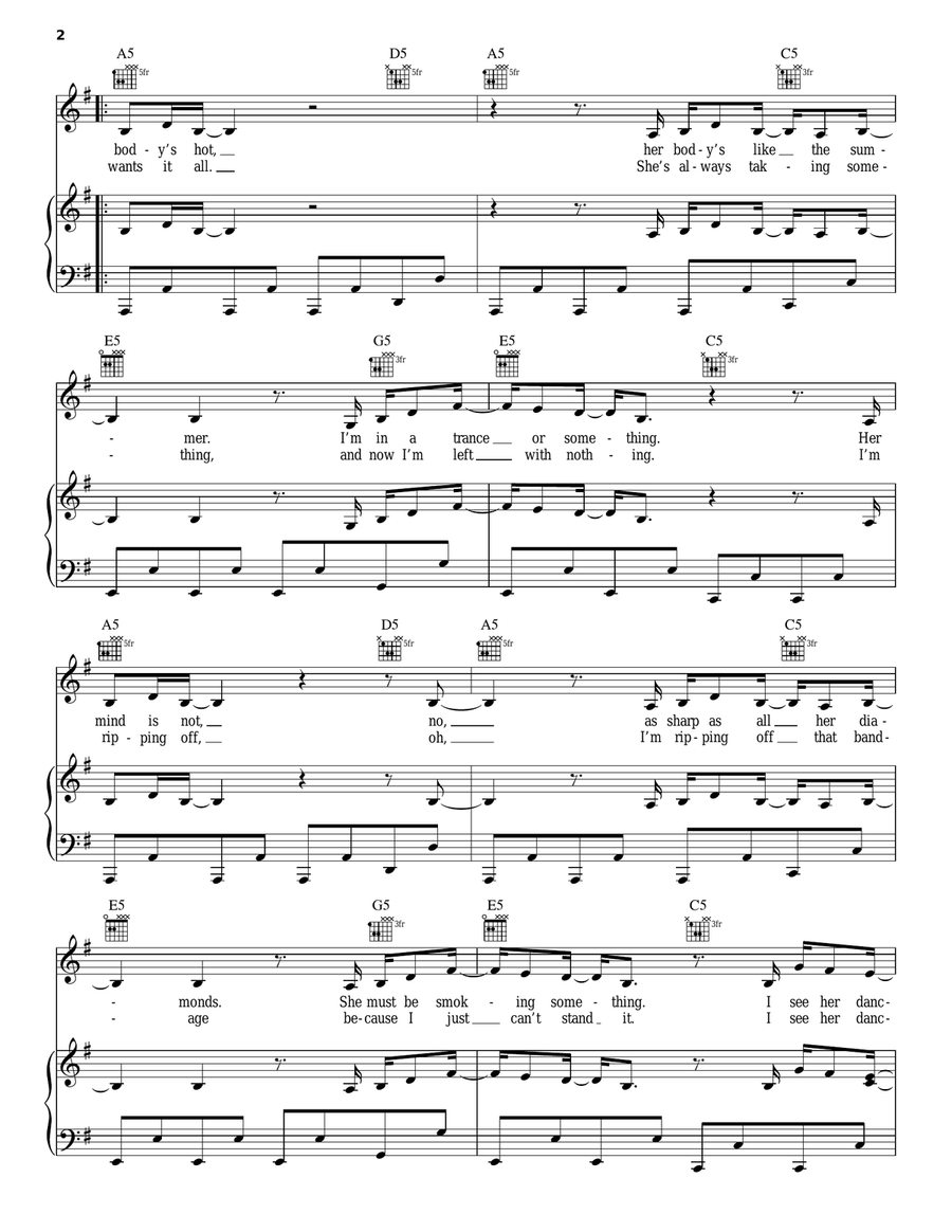 This Summer's Gonna Hurt Like A Motherf***er Piano, Vocal, Guitar scores gallery preview page 2