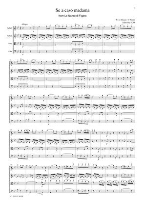 Mozart Se a caso madama from Le Nozze di Figaro, for string quartet, CM023