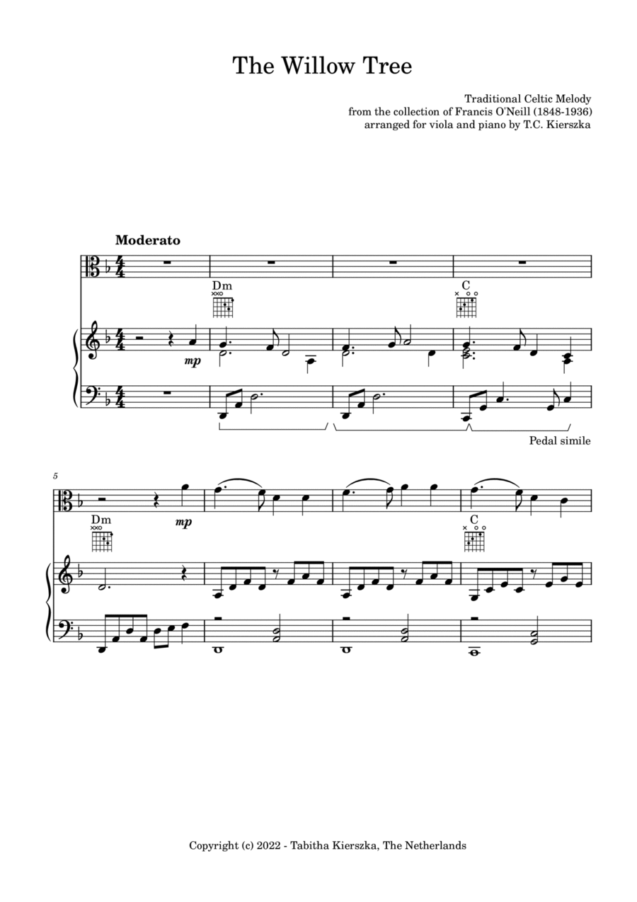 The Willow Tree - Celtic Melody Viola scores gallery preview page 1