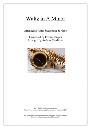 Book cover for Waltz in A Minor arranged for Alto Saxophone and Piano