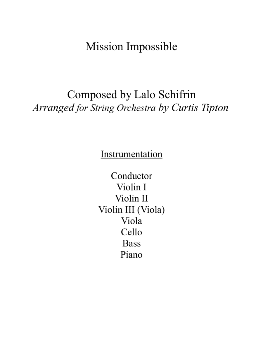 Mission: Impossible Theme String Orchestra scores gallery preview page 1