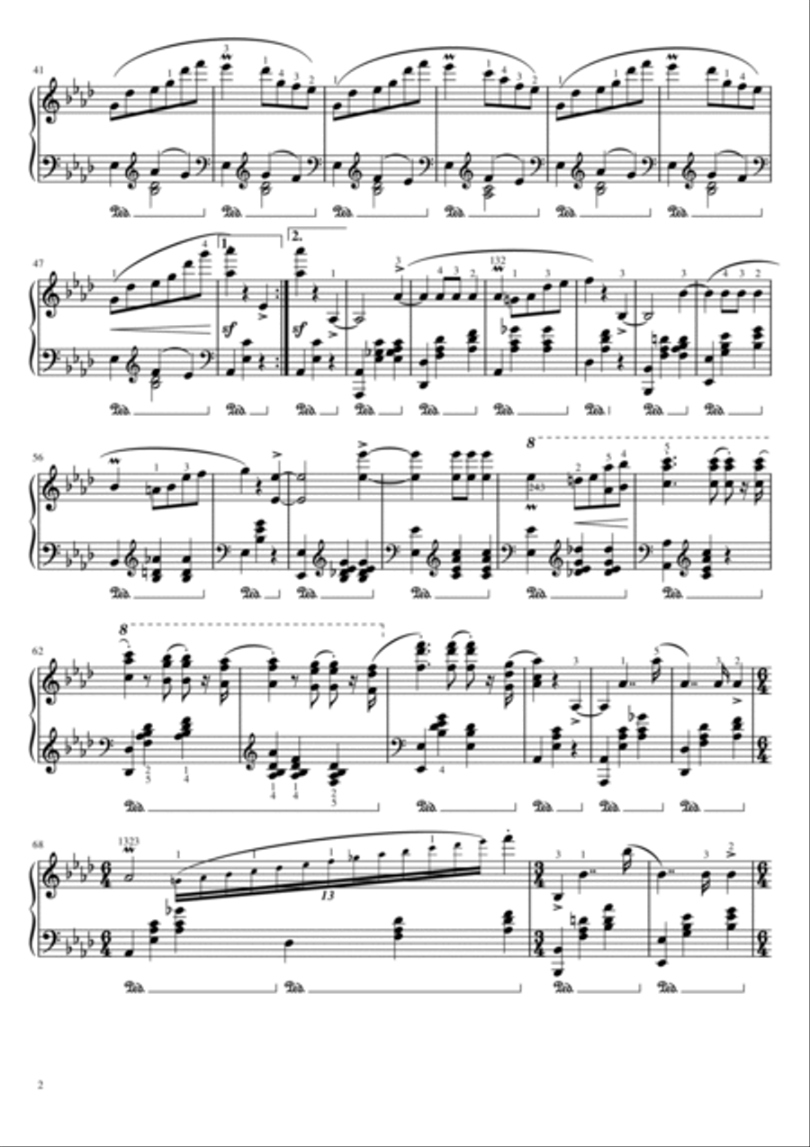 Chopin - Waltzs in A Flat Major, Op.34 No.1 - Grande Valse Brillante - Original With Fingering Piano Solo scores gallery preview page 2