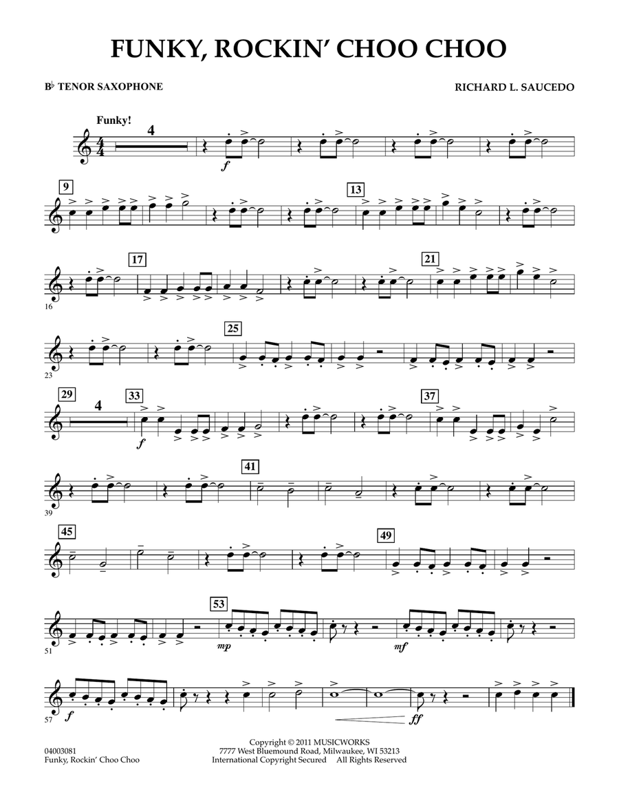 Funky, Rockin' Choo Choo - Bb Tenor Saxophone Concert Band scores gallery preview page 1