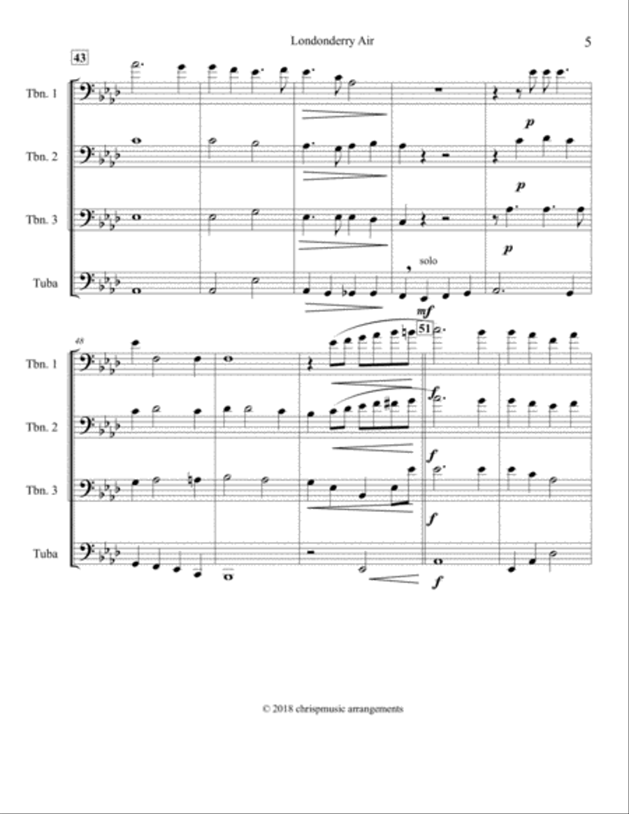 Londonderry Air (Danny Boy) - Trombone Quartet Trombone Quartet scores gallery preview page 6