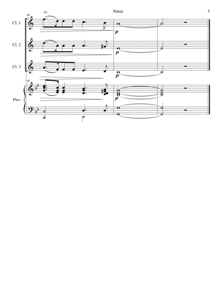 Nänie - lament for a songbird - for clarinet trio and piano image number null