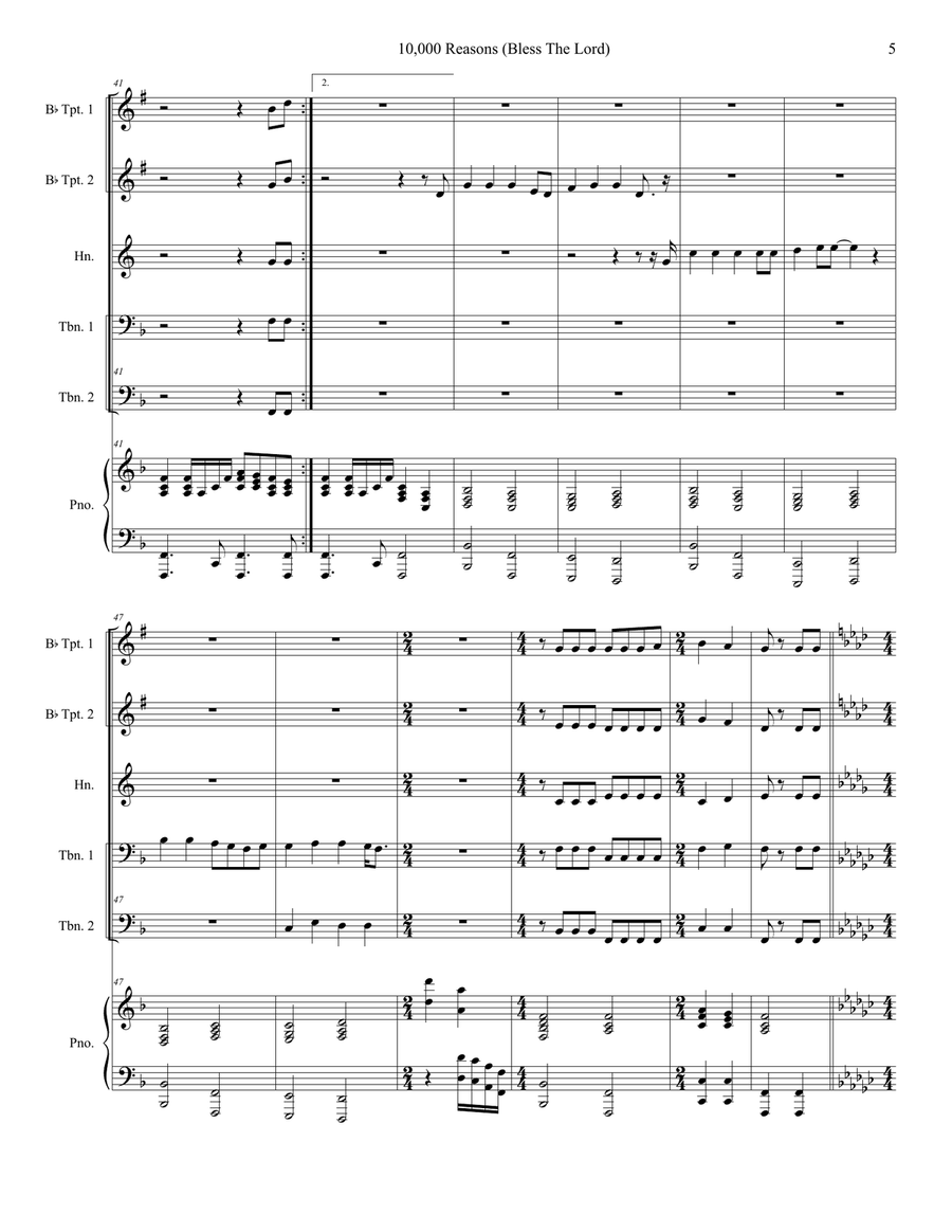 10,000 Reasons (Bless The Lord) Brass Ensemble scores gallery preview page 5