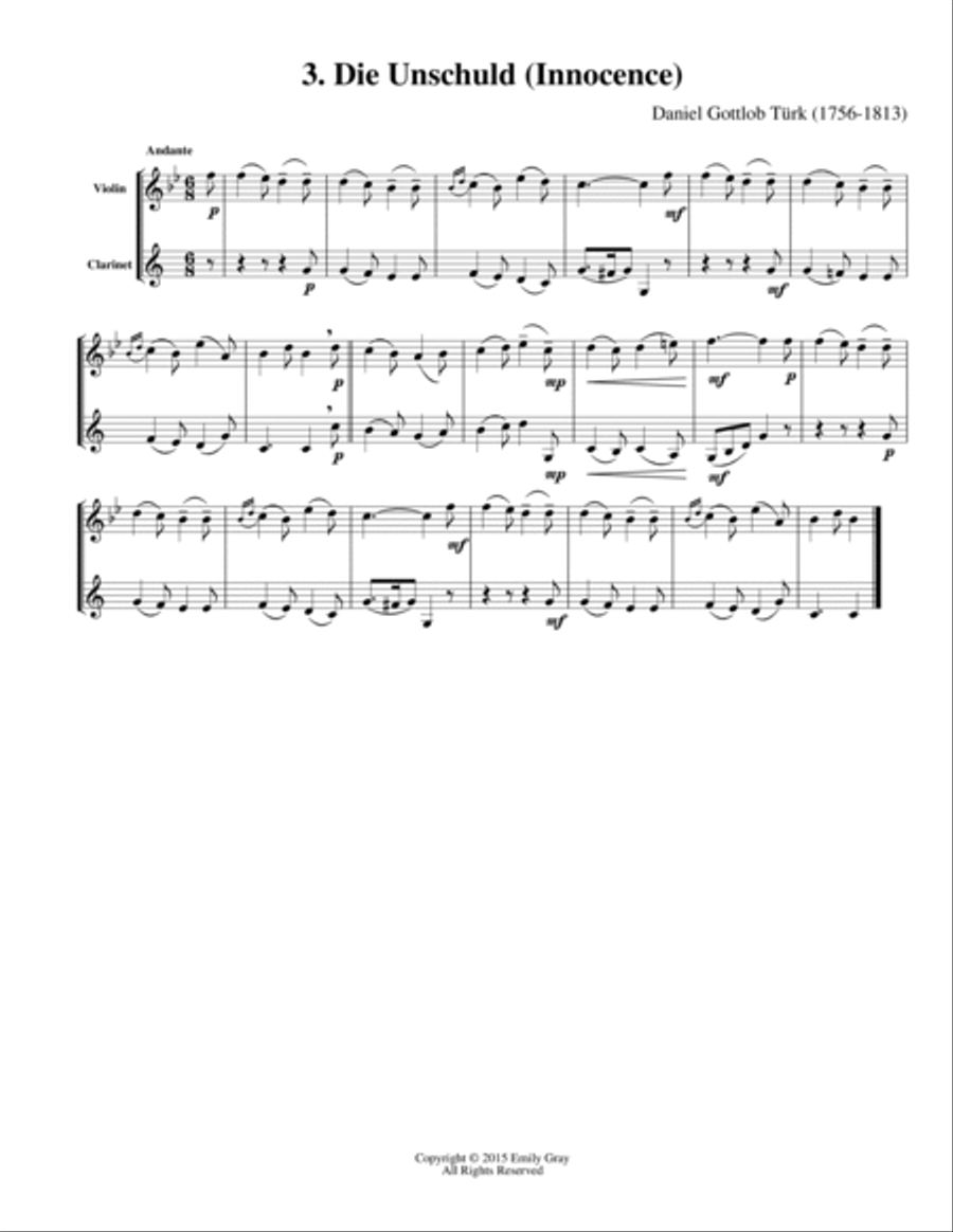 Duets for Violin and Clarinet, Volume Two Clarinet scores gallery preview page 5