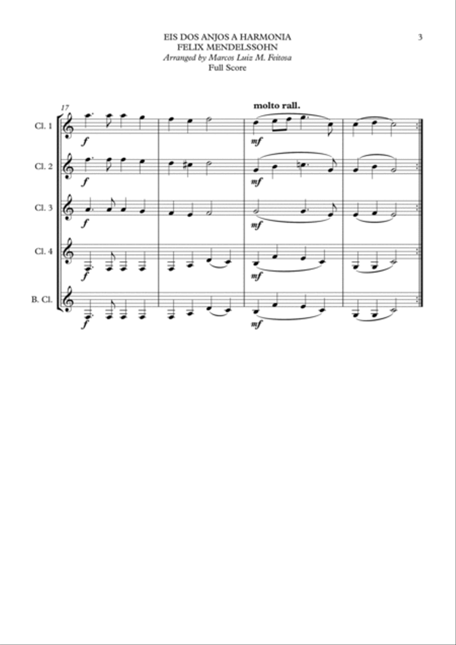 Hark The Herald Angels Sing (Eis dos Anjos a Harmonia) - Clarinet Quintet Hark The Herald Angels Sing (Eis dos Anjos a Harmonia) - Clarinet Quintet Clarinet Quintet scores gallery preview page 5