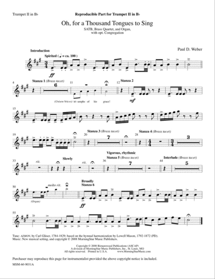 Oh, for a Thousand Tongues to Sing Choir scores gallery preview page 3