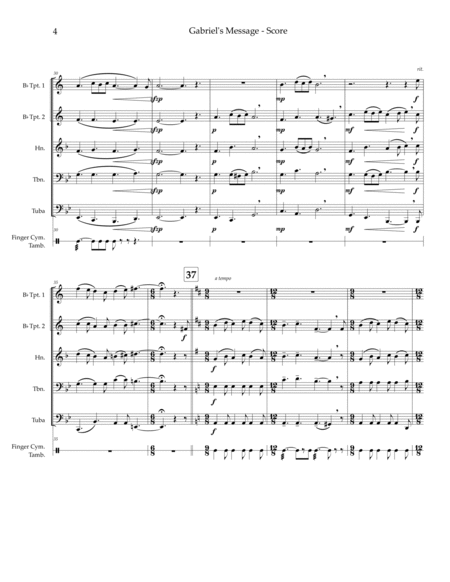 Gabriel's Message (The Angel Gabriel to Heaven Came) - brass quintet, hand percussion image number null