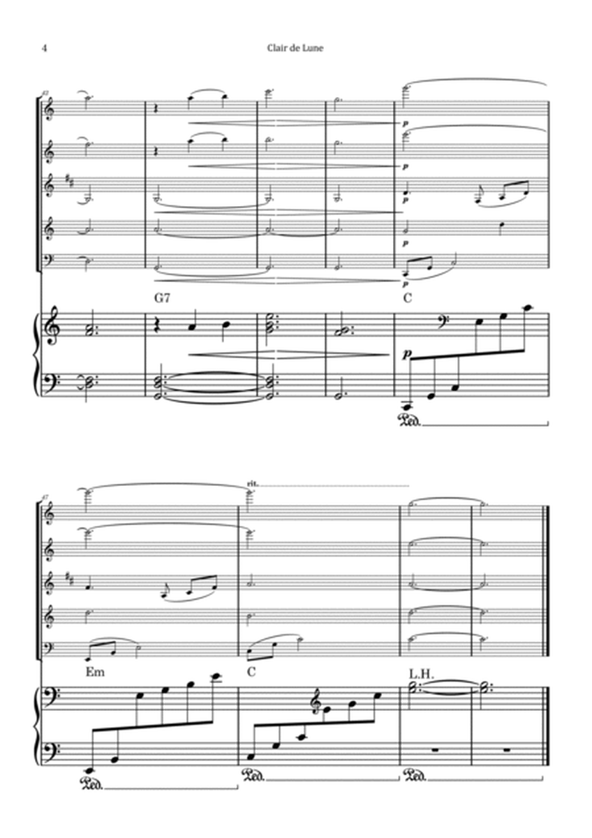 Clair de Lune by Debussy - Woodwind Quintet with Piano and Chord Notation image number null