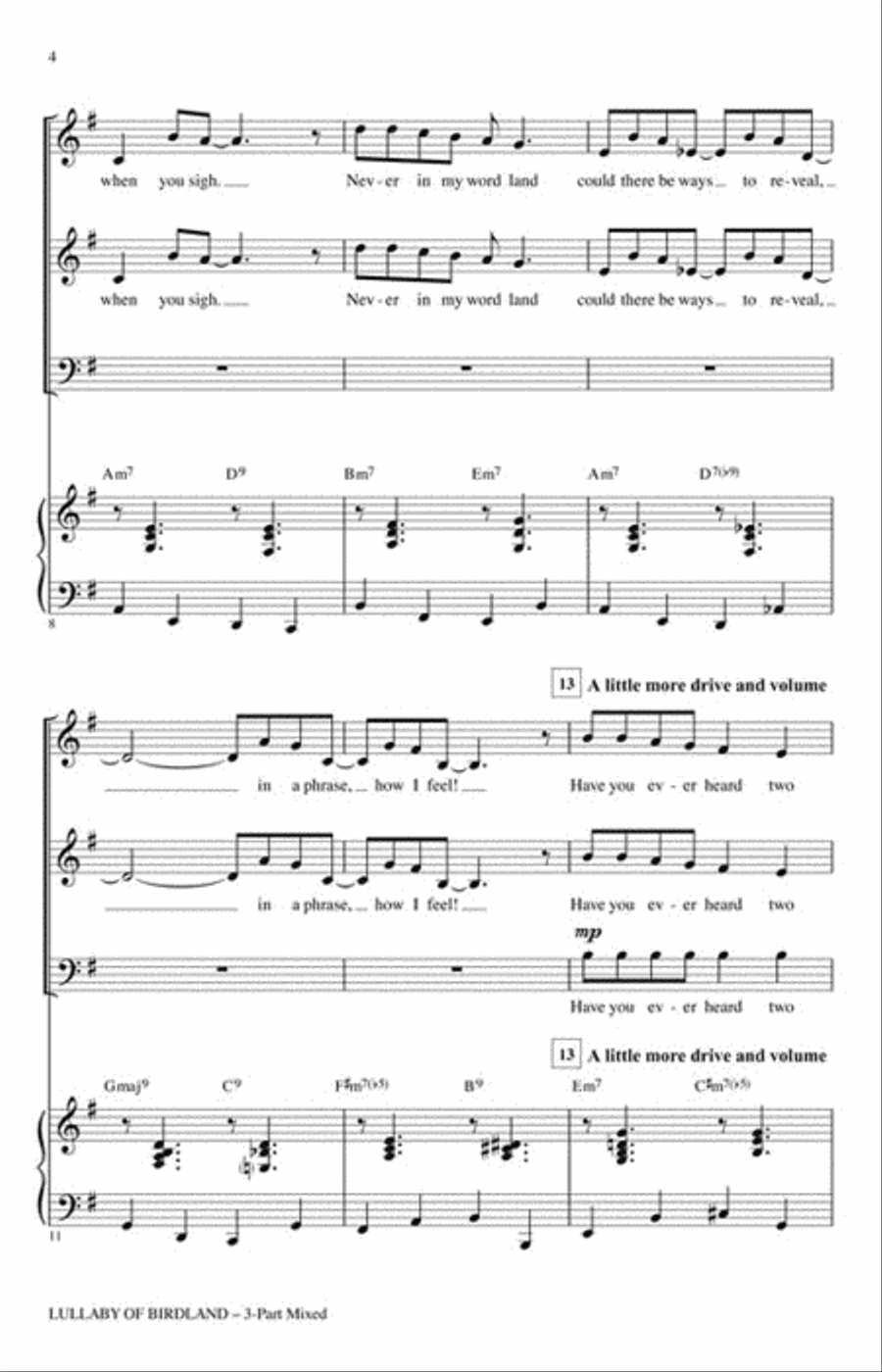 Lullaby Of Birdland Choir scores gallery preview page 3
