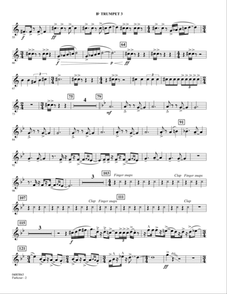 Parkour - Bb Trumpet 3 Concert Band scores gallery preview page 2
