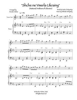National Anthem Of Ukraine - Schche ne Vmerla Ukrainy (Tenor Sax & Piano)