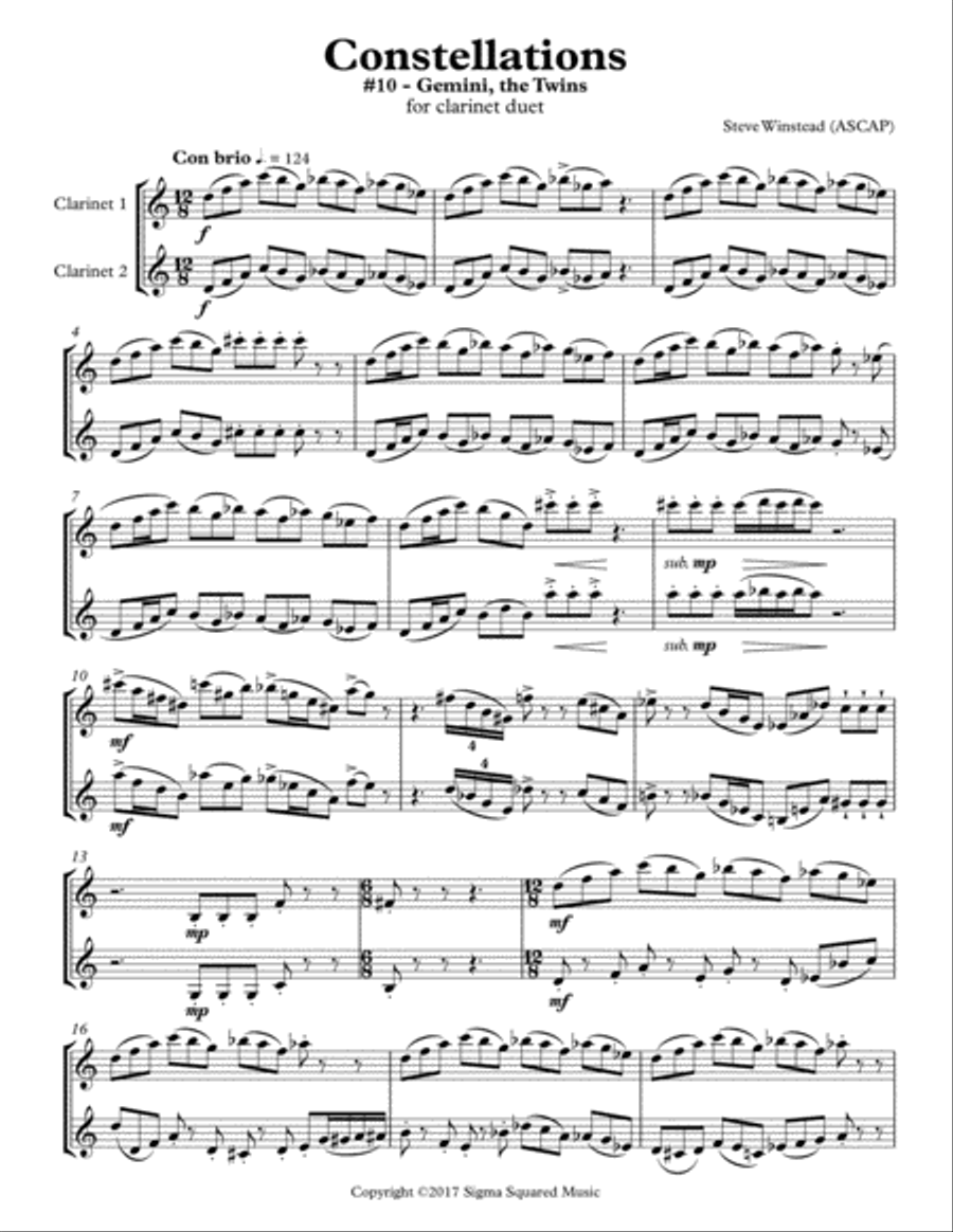 Constellations: #10 - Gemini, The Twins Clarinet Duet scores gallery preview page 2
