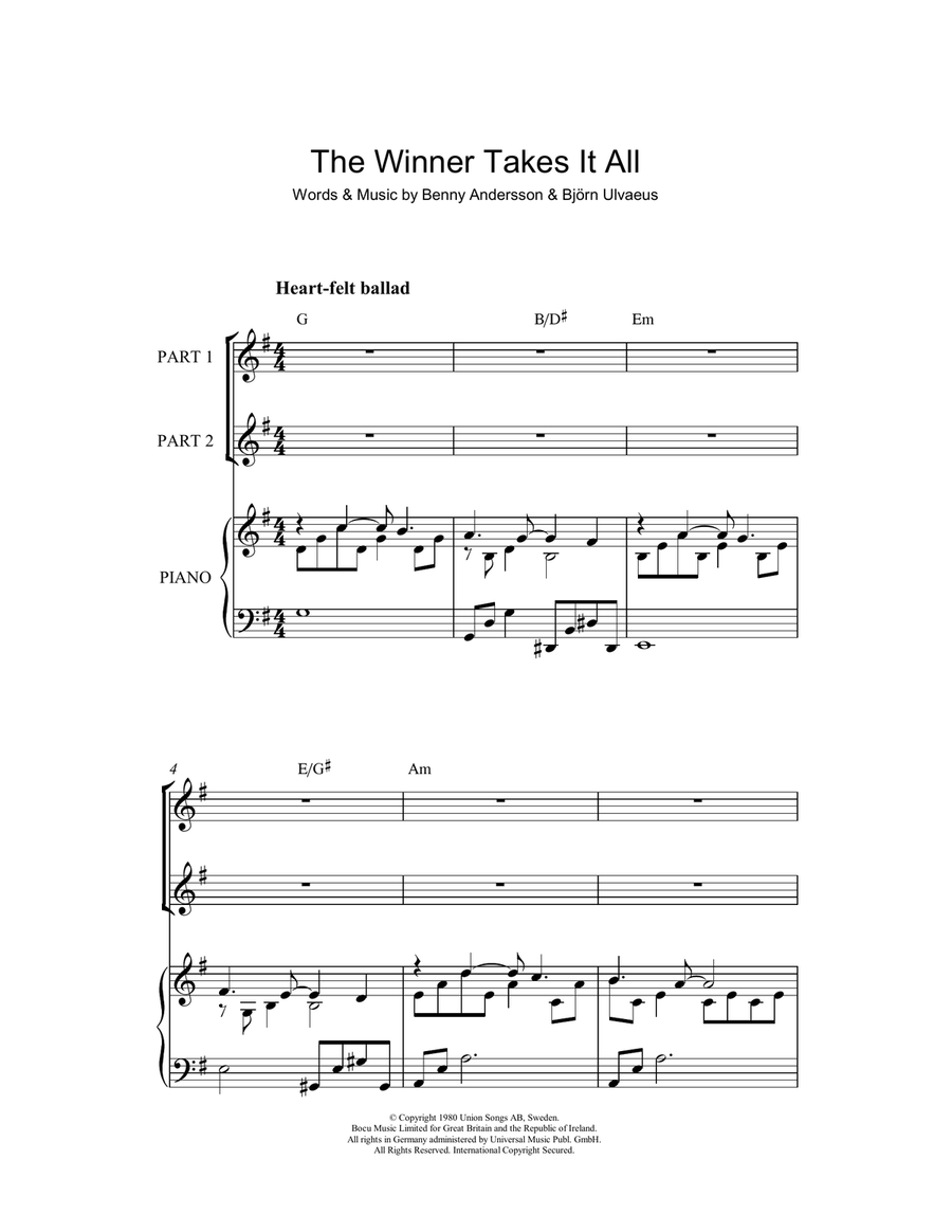 The Winner Takes It All (arr. Rick Hein) 2-Part scores gallery preview page 1