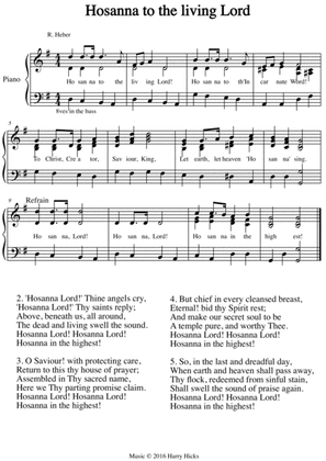 Hosanna to the living Lord. A new tune to a wonderful old hymn.