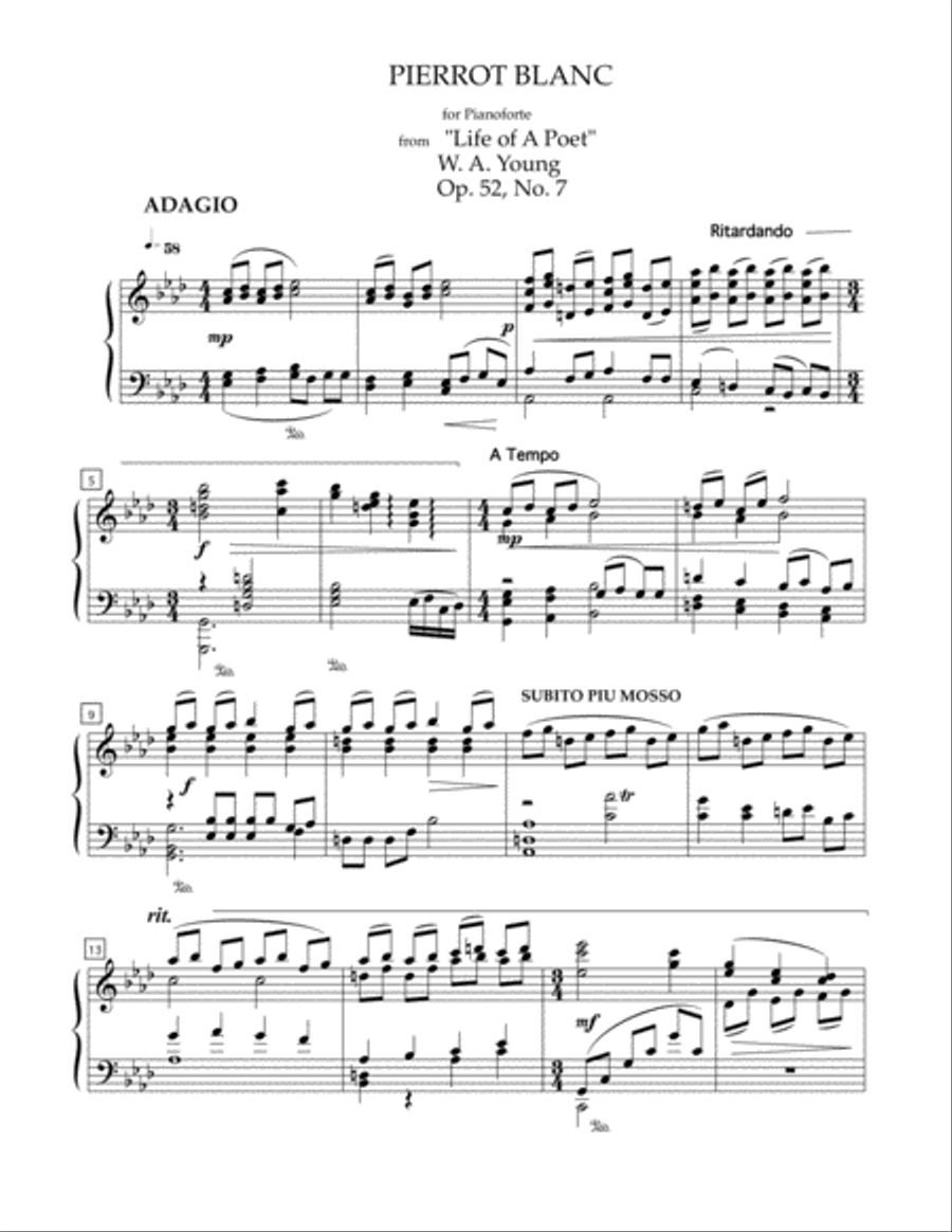 Pierrot Blanc (White Clown) Easy Piano scores gallery preview page 1